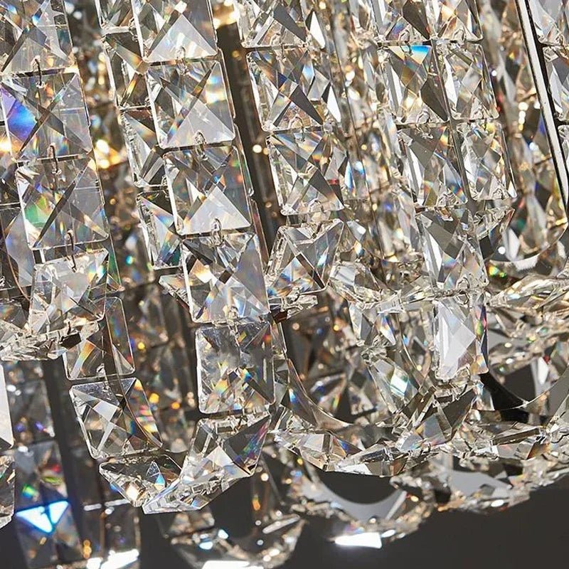 Bacci crystal beaded chandelier side profile on chrome