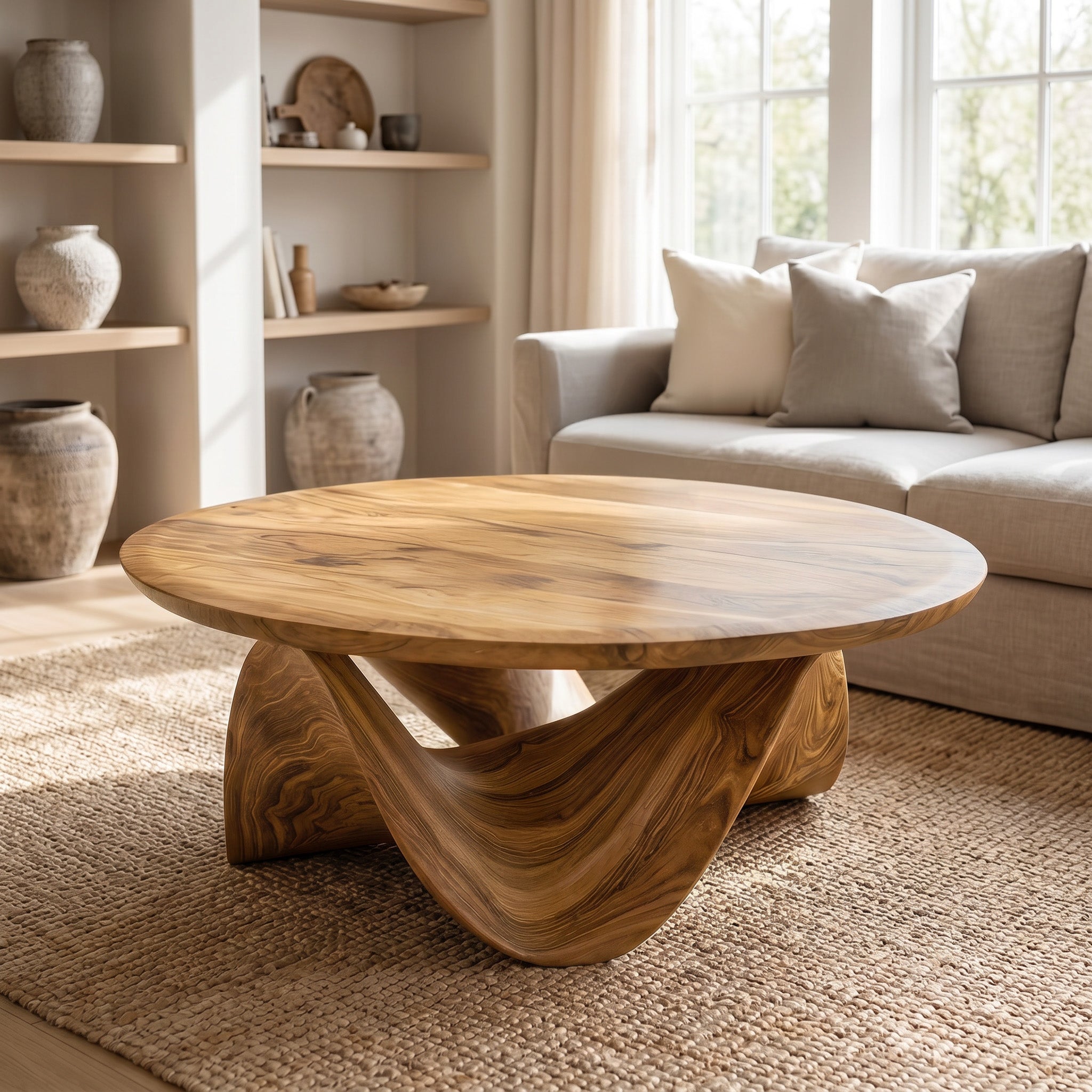 Sculptural Round Coffee Table For Holiday Decor