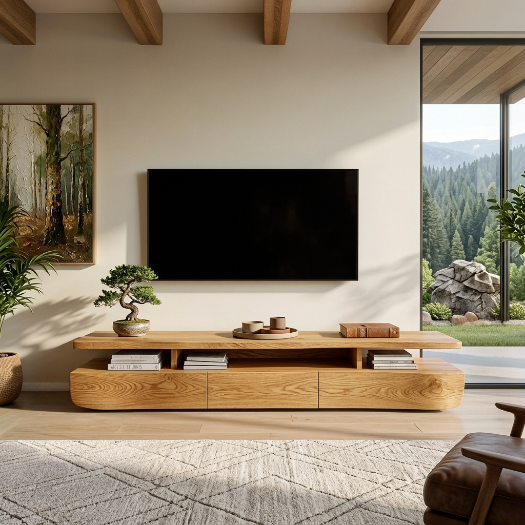 Contemporary TV Cabinet Functional Storage Drawers For Home