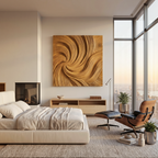 Modern Wall Art Panel With Wave Design For Living Room