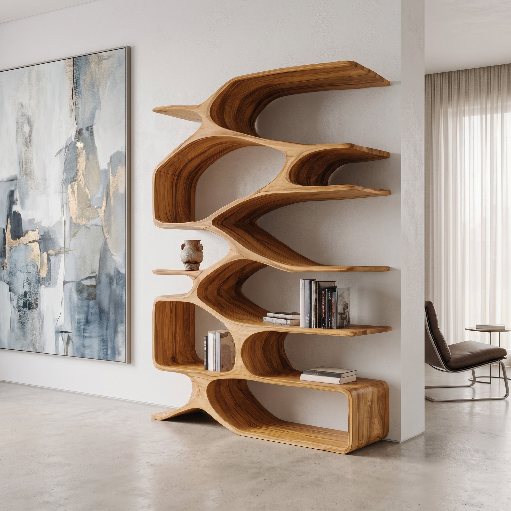 Organic Sculptural Bookshelf For Living Decor