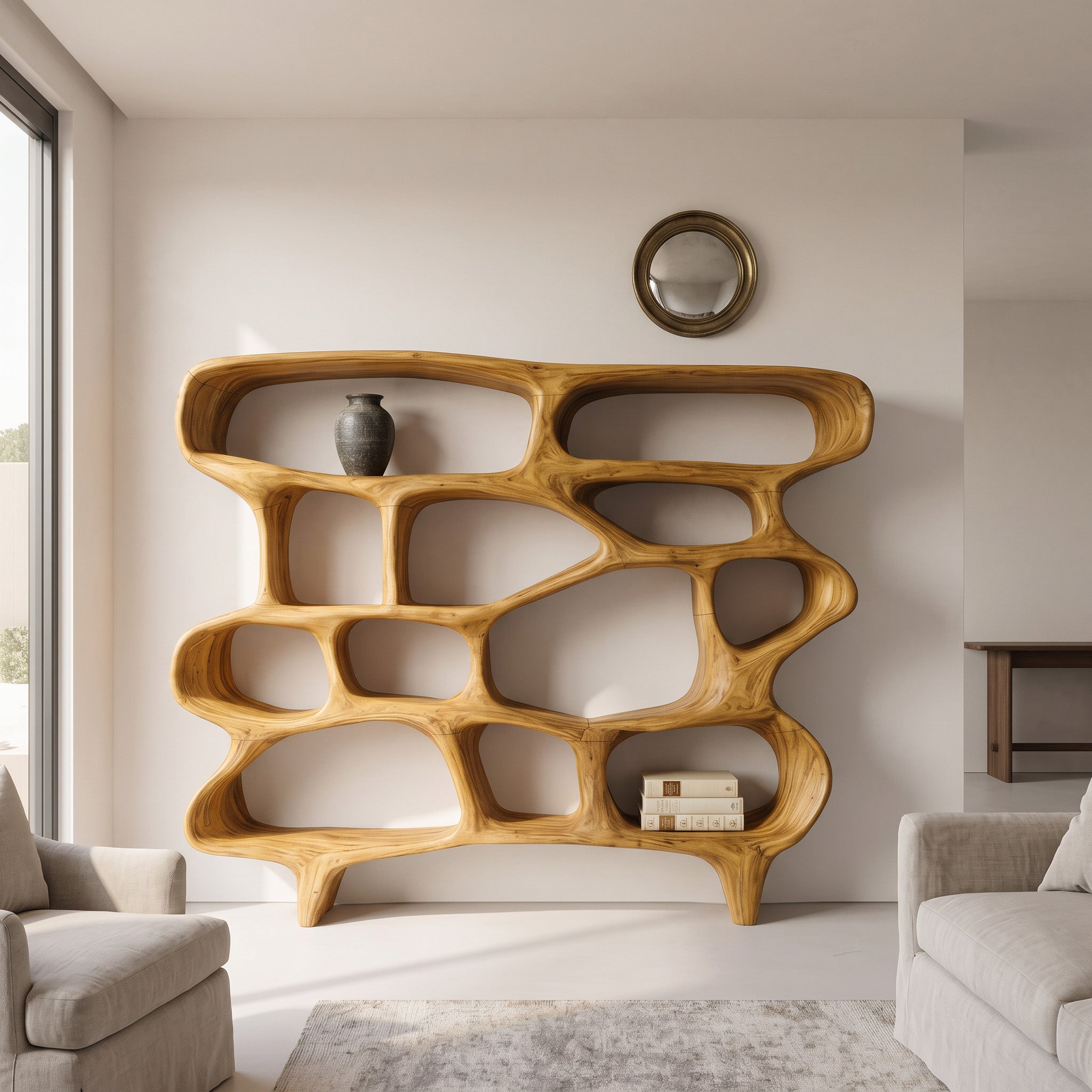 Organic Sculptural Bookshelf For Living Room Or Office Decor