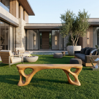 Sculptural Bench With Carved Design For Entryway