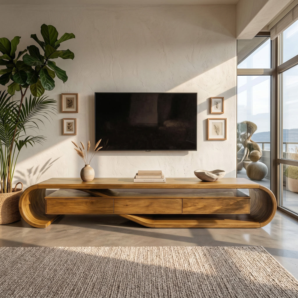 Contemporary Sculptural TV Stand For Living Room