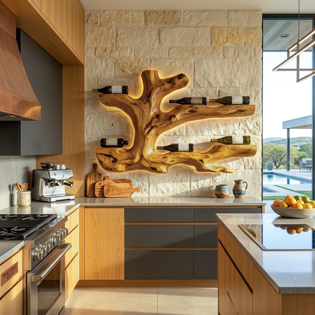 Rustic Live Edge Wine Bottle Holder Wall Hanging For Home Interiors