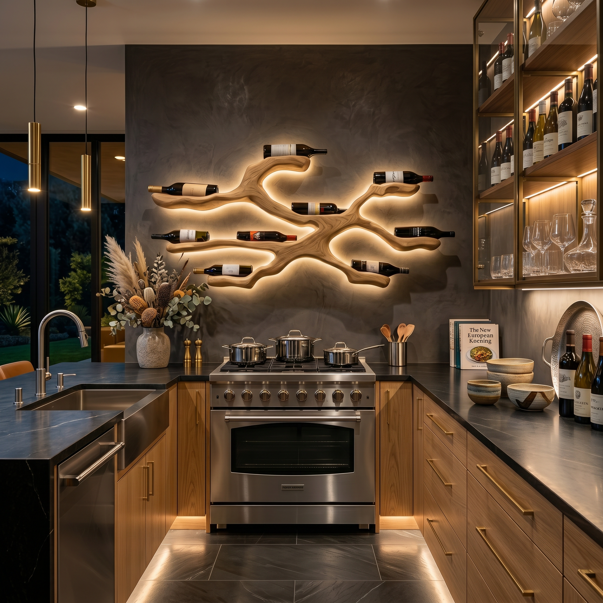 Modern Wine Bottle Holder Wall Display For Kitchen And Dining Area