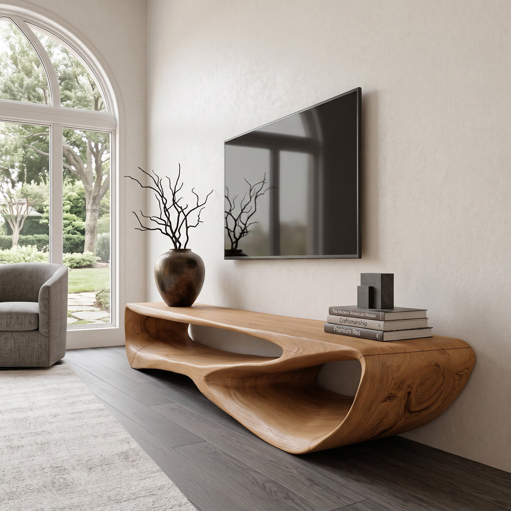 Minimal Curved TV Console For Living Room