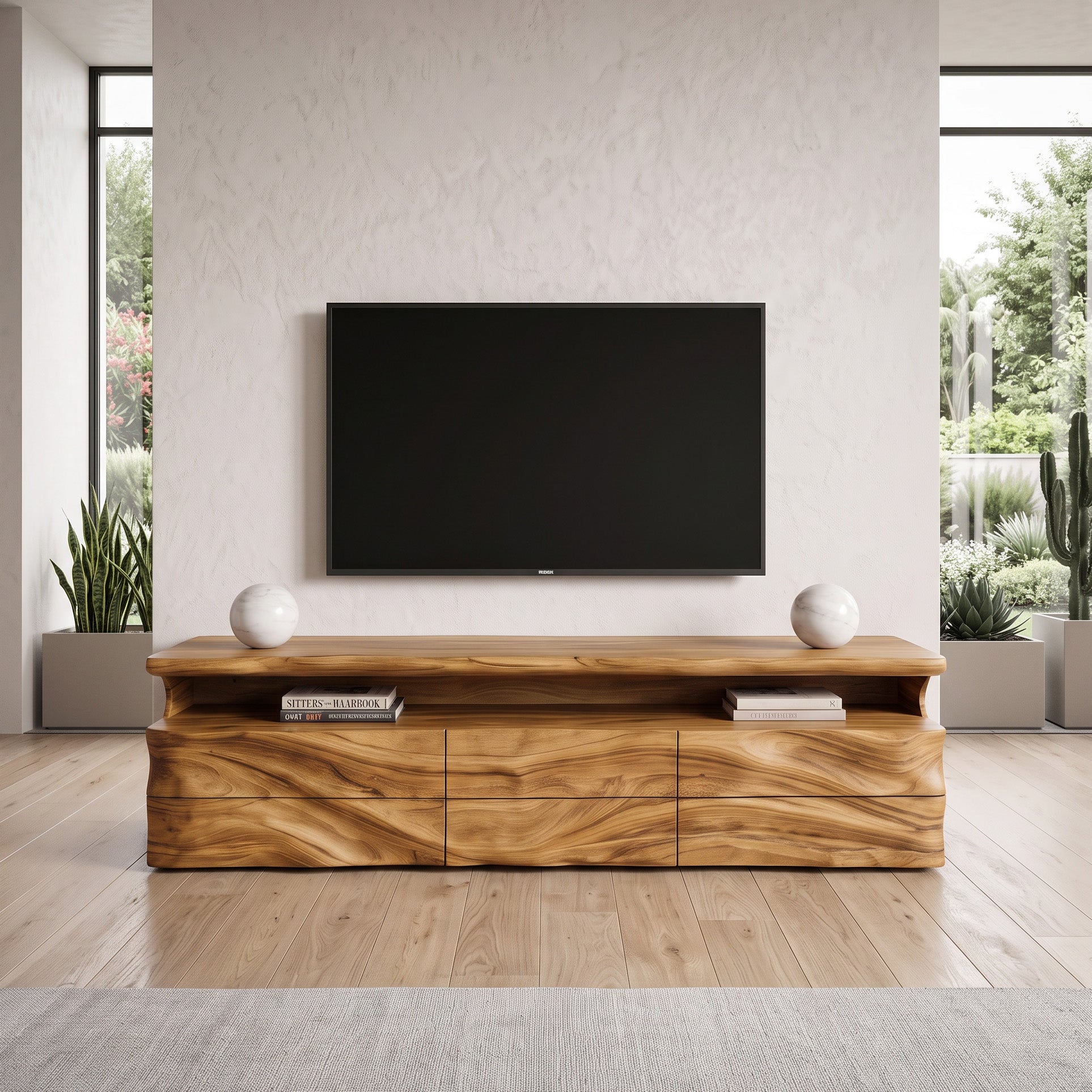 Modern TV Console With Shelf And Drawers For Living Room