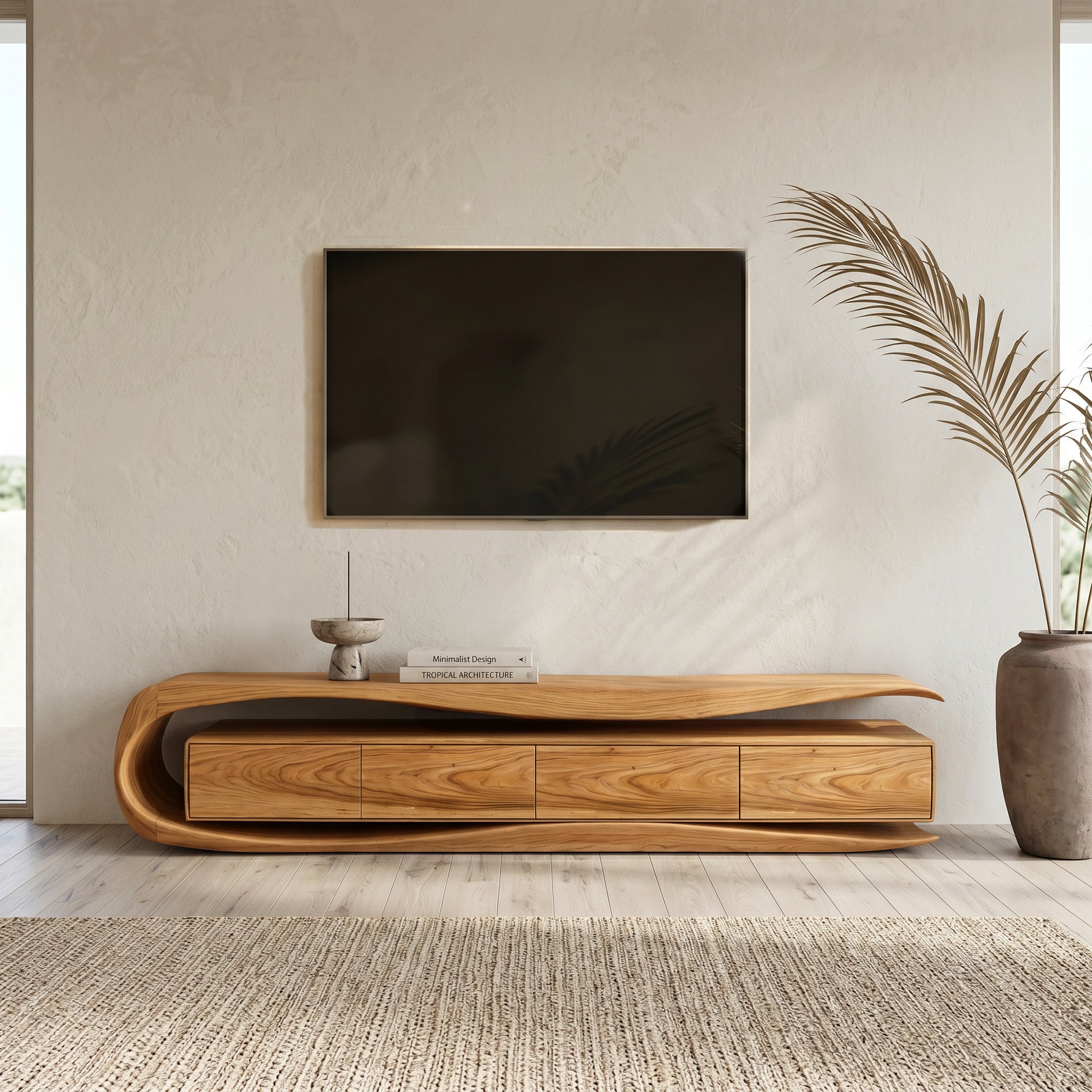 Modern Organic TV Console For Living Room Interior