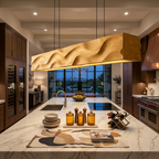 Modern Pendant Light With Carved Wave For Dining Area