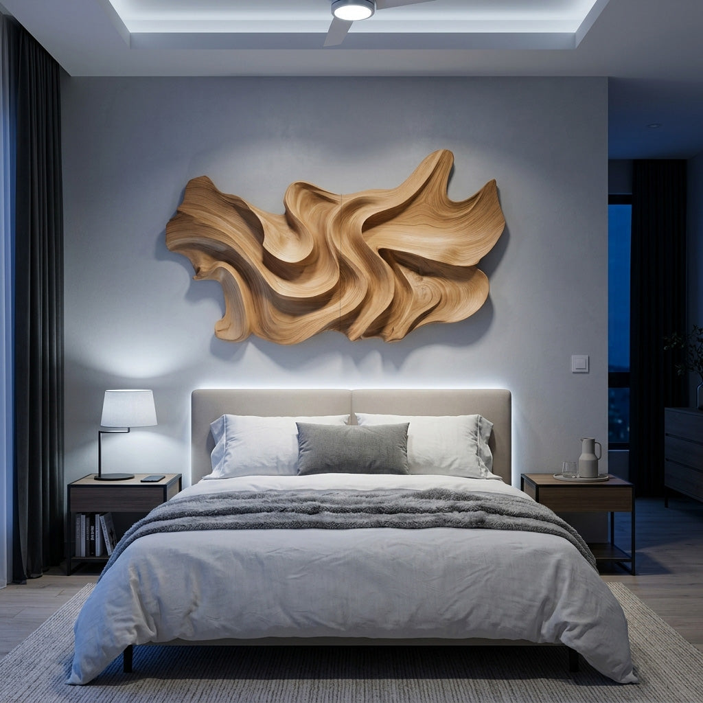 Modern Sculptural Wall Art With Abstract Design For Bedroom