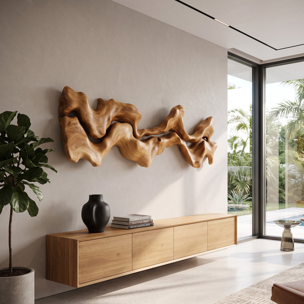 Organic Carved Wall Art Sculpture For Living Room