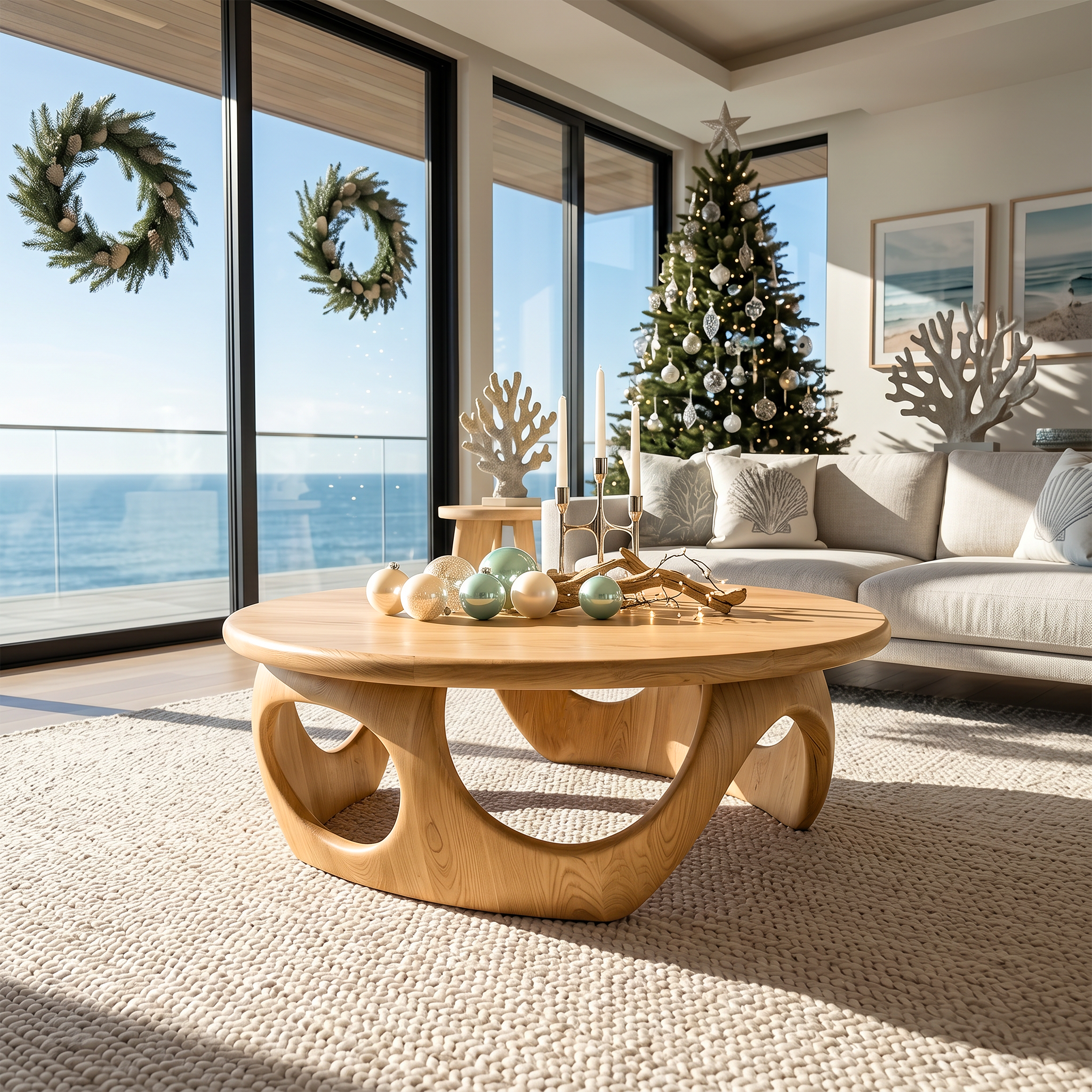 Handcrafted Wooden Coffee Table For Living Room Christmas Style