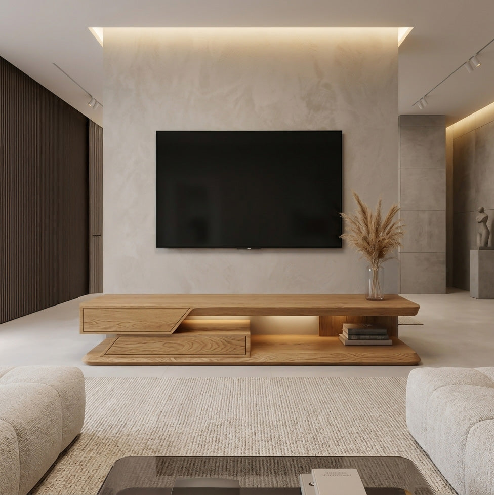 Modern TV Stand With Storage Shelves For Living Room