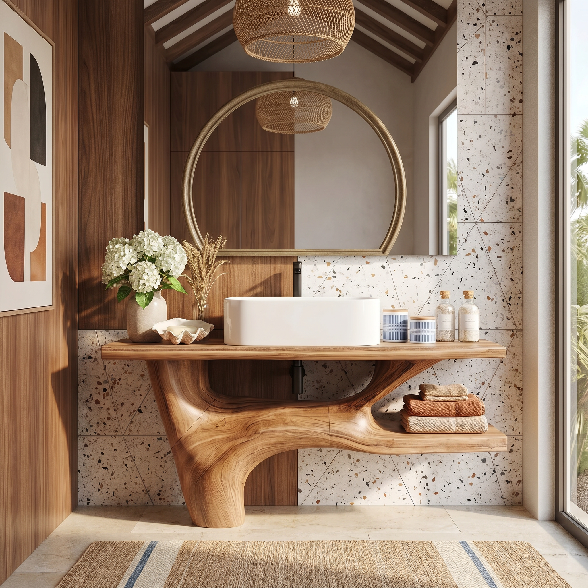 Handcrafted Solid Wood Vanity For Natural Interiors