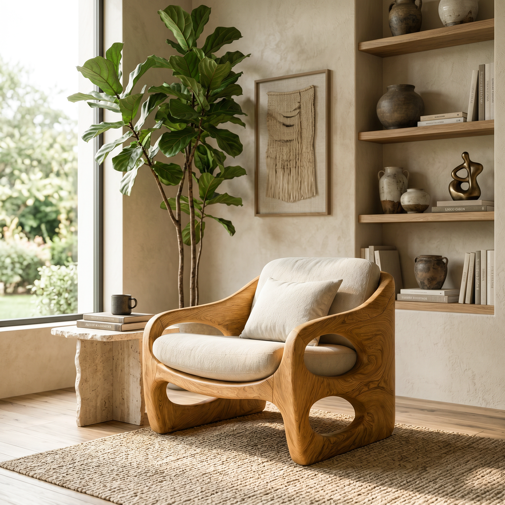 Contemporary Accent Chair With Rounded Frame For Living Room