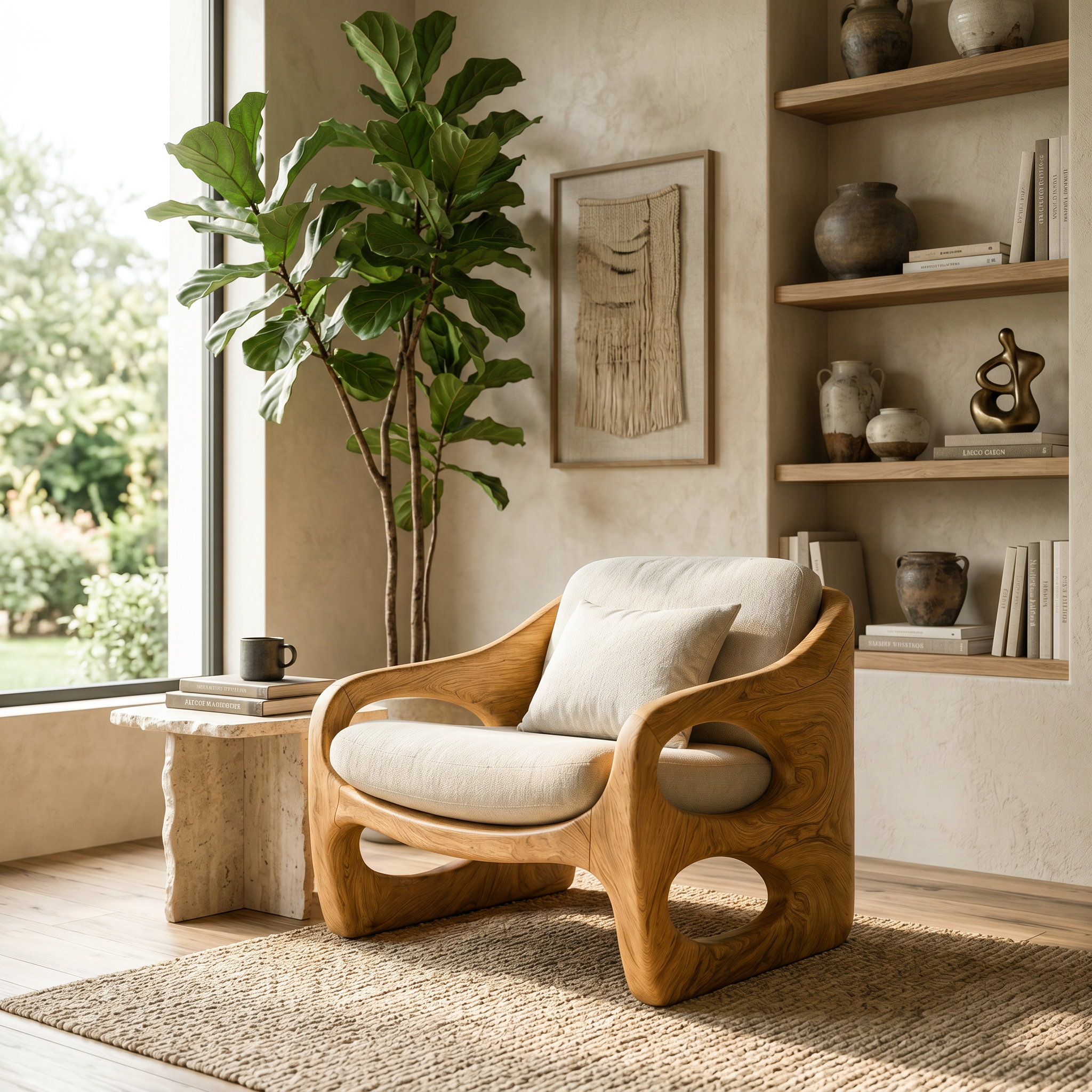 Contemporary Accent Chair With Rounded Frame For Living Room