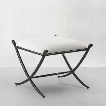 Hand-Forged Metal Horn Fabric Base Stool