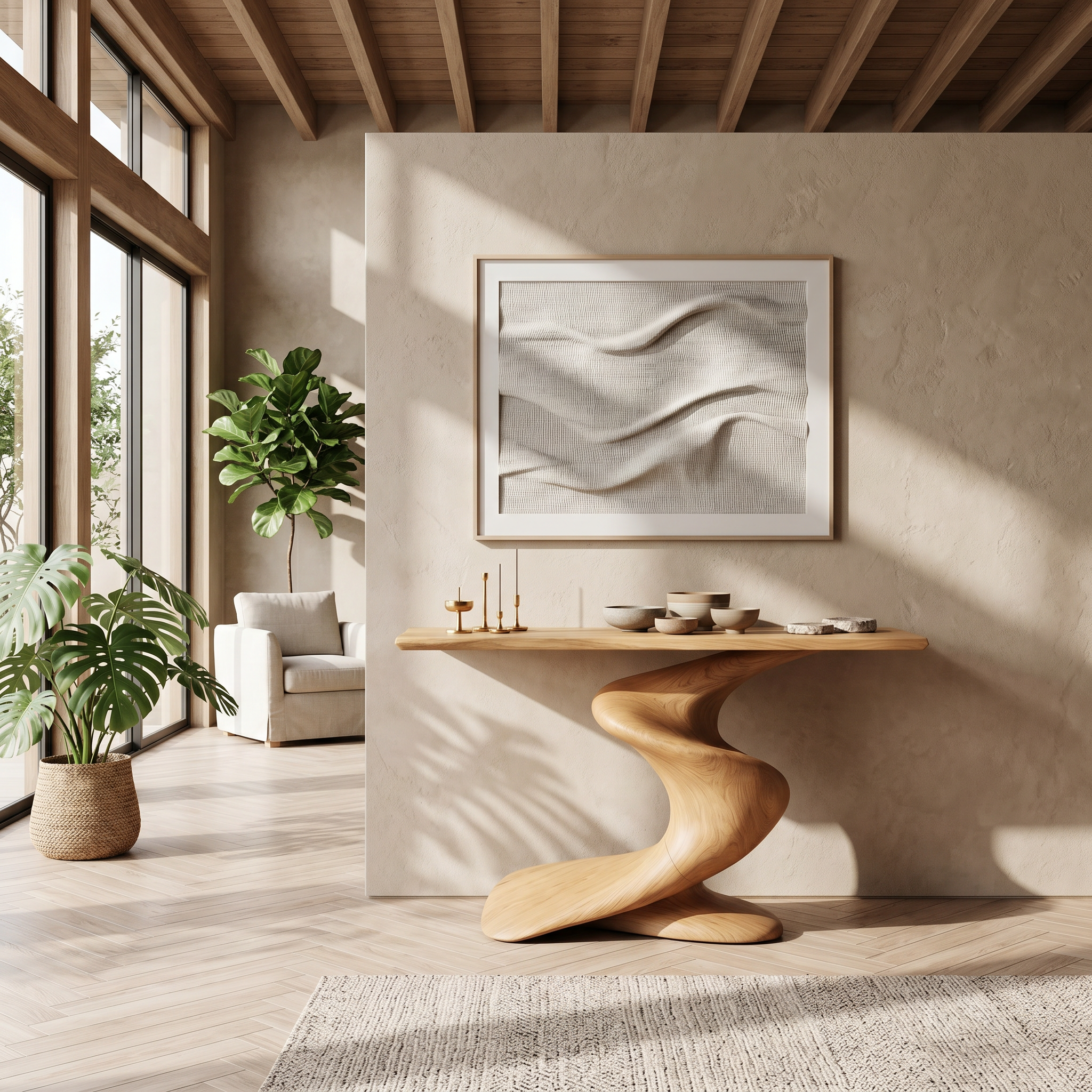 Handcrafted Wood Console Table Furniture Decor