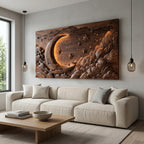 Hand Carved Wall Art Moon And Stars Panel With LED For Bedroom
