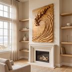 Hand Carved Wave Wall Art For Modern Living Room Decor