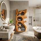 Handcrafted Sculpted Bathroom Shelf For Towels Or Storage