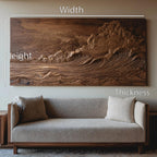 Hand Carved Wall Art With Ocean And Clouds For Living Room