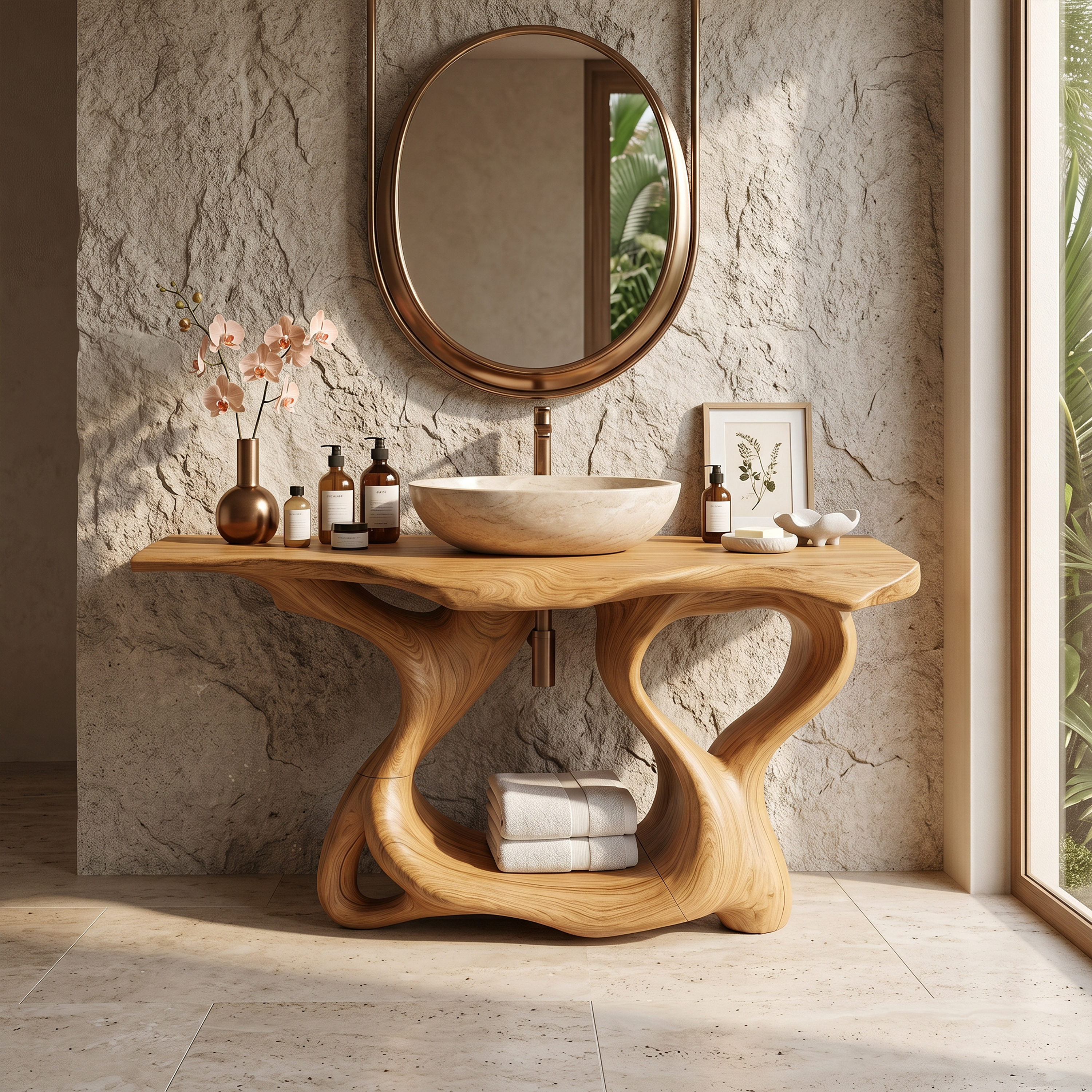 Rustic Solid Wood Vanity For Bathroom Furniture Decor