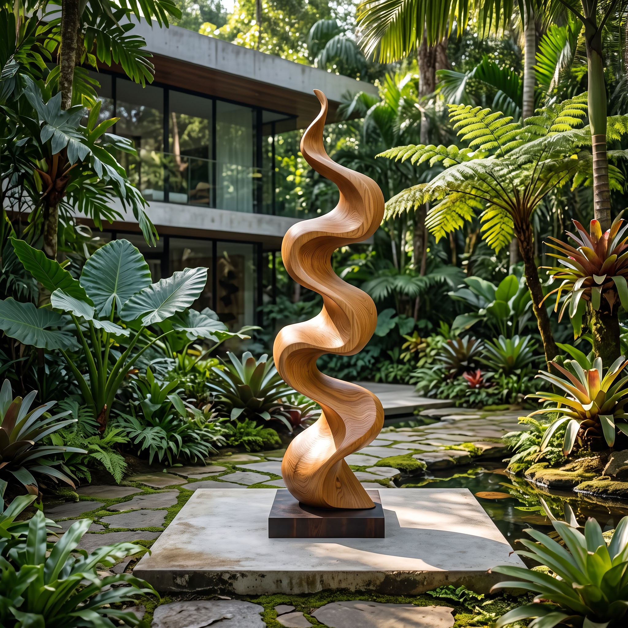 Rustic Large Wooden Sculpture For Garden