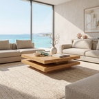 Modern Rustic Wooden Live Edge Coffee Table For Living Room