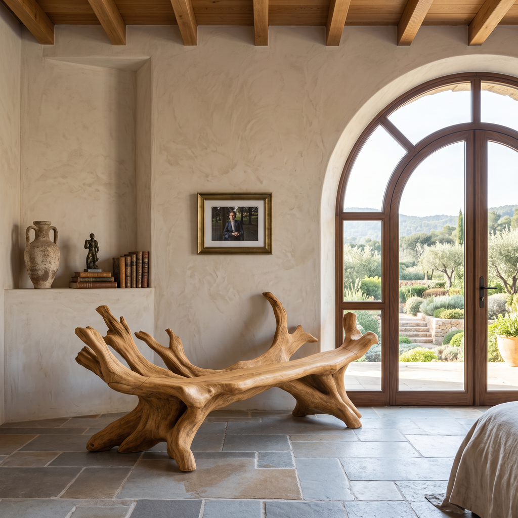 Handcrafted Live Edge Bench For Entryway Design