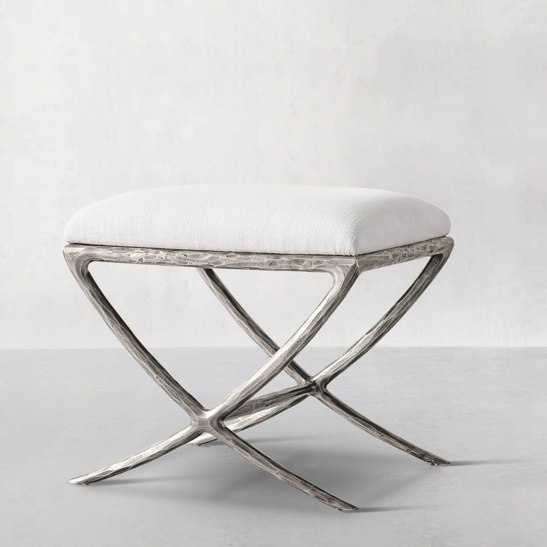 Hand-Forged Metal X-base Stool