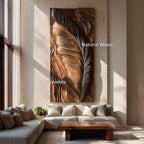 Hand Carved Feather Wall Art Design For Home