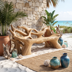 Farmhouse Wooden Bench For Weather Resistant Patio Decor
