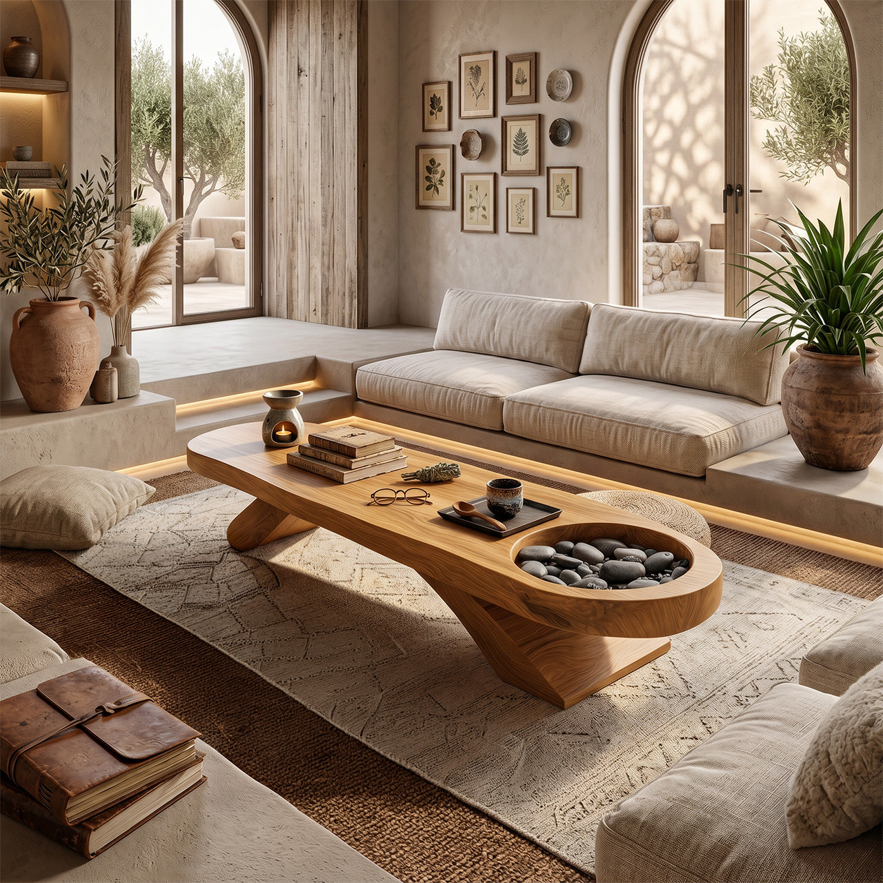 Farmhouse Solid Wood Coffee Table For Living Room And Entryway Design