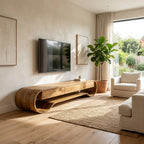 Sculpted Curved Media Console With Storage For Living Room