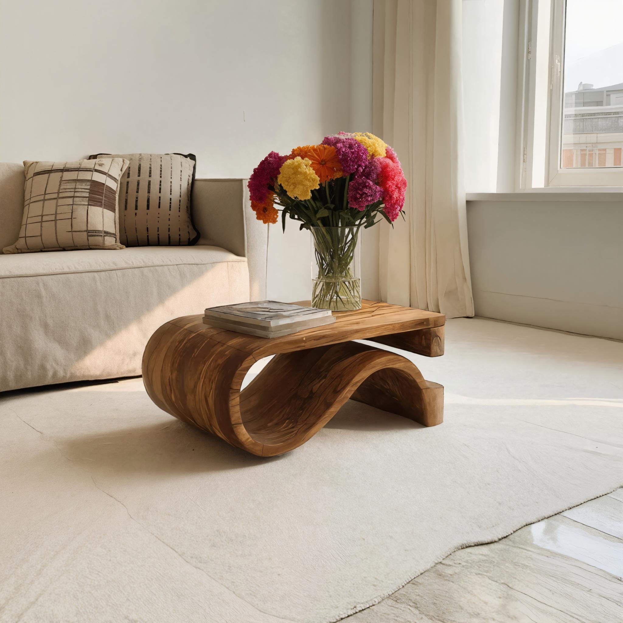 Minimalist Coffee Table Curved Style For Living Room