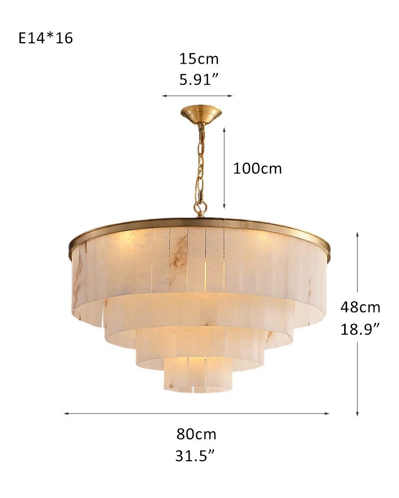7-Layer Round Alabaster Chandelier lamp black for living room, bedroom, dining room-American Vintage chandelier lamp-casivra-casivra