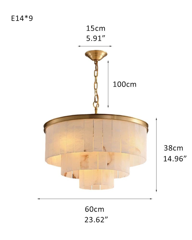 7-Layer Round Alabaster Chandelier lamp black for living room, bedroom, dining room-American Vintage chandelier lamp-casivra-casivra