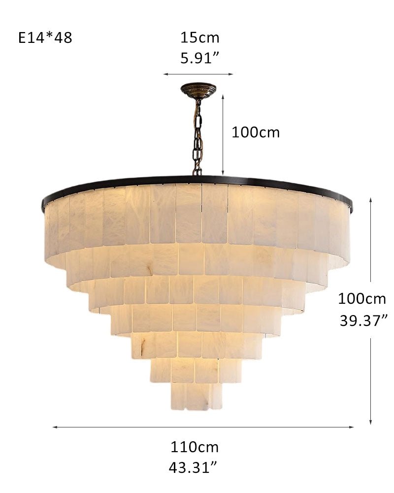 7-Layer Round Alabaster Chandelier lamp black for living room, bedroom, dining room-American Vintage chandelier lamp-casivra-7R-D110*H100CM/D43.31*H39.37"-White + Black-casivra