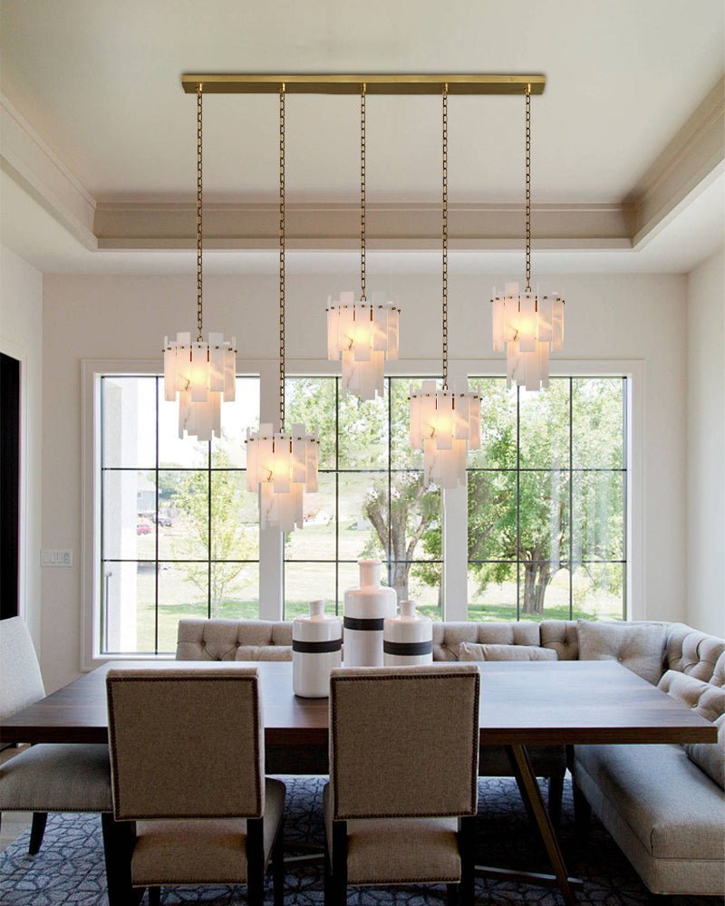 7-light 2-tier Alabaster marble Round Chandelier 13" with adjustable chain 150cm-Luxury Modern Chandelier-casivra-casivra