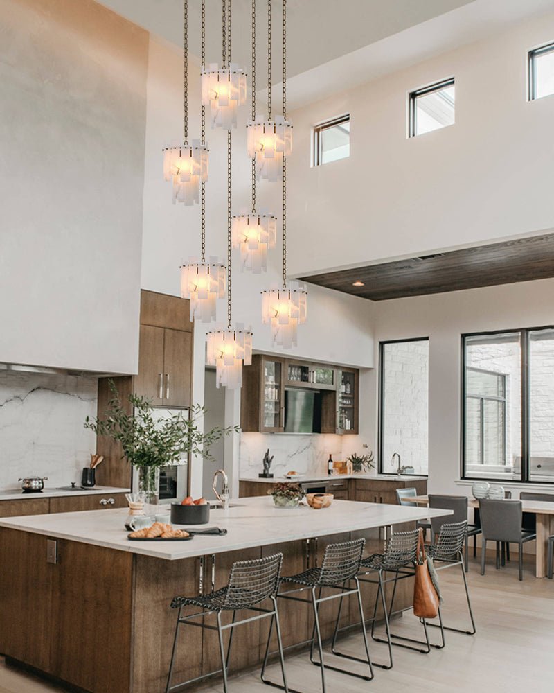 7-light 2-tier Alabaster marble Round Chandelier 13" with adjustable chain 150cm-Luxury Modern Chandelier-casivra-casivra