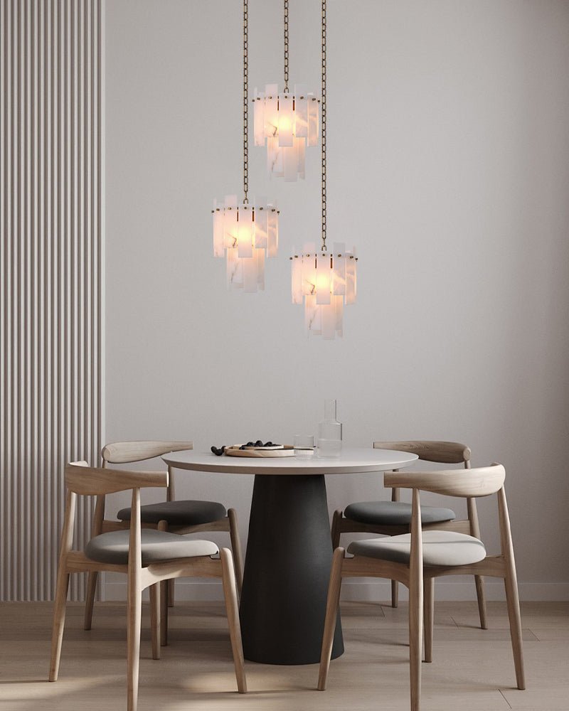 7-light 2-tier Alabaster marble Round Chandelier 13" with adjustable chain 150cm-Luxury Modern Chandelier-casivra-casivra