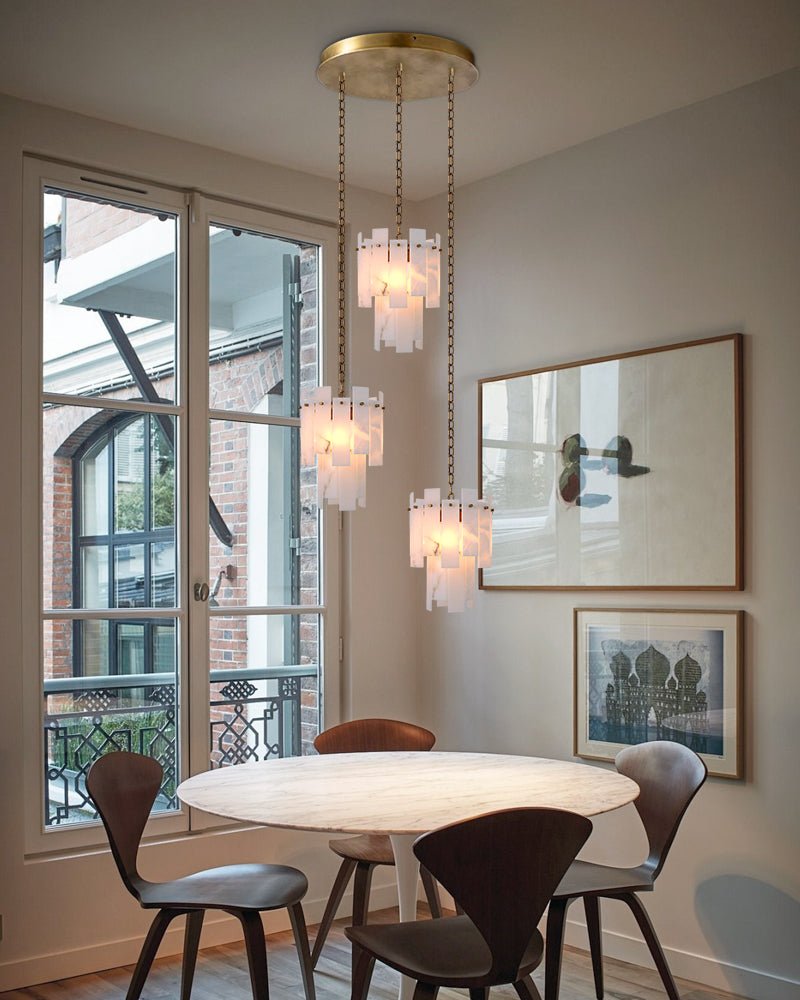 7-light 2-tier Alabaster marble Round Chandelier 13" with adjustable chain 150cm-Luxury Modern Chandelier-casivra-casivra