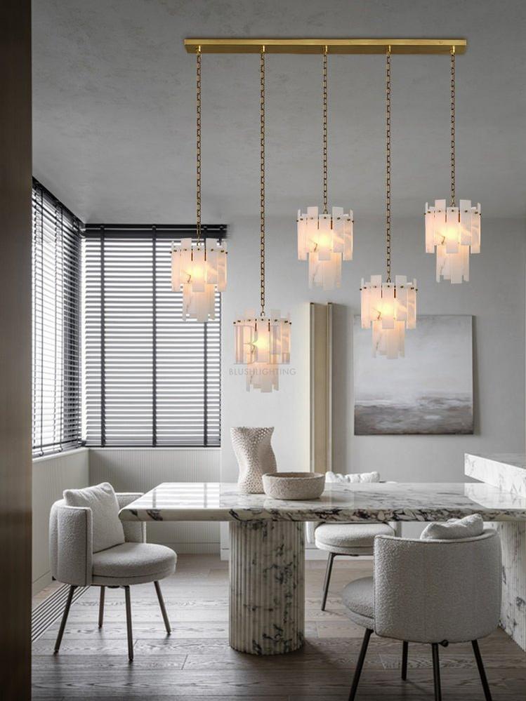 7-light 2-tier Alabaster marble Round Chandelier 13" with adjustable chain 150cm-Luxury Modern Chandelier-casivra-casivra