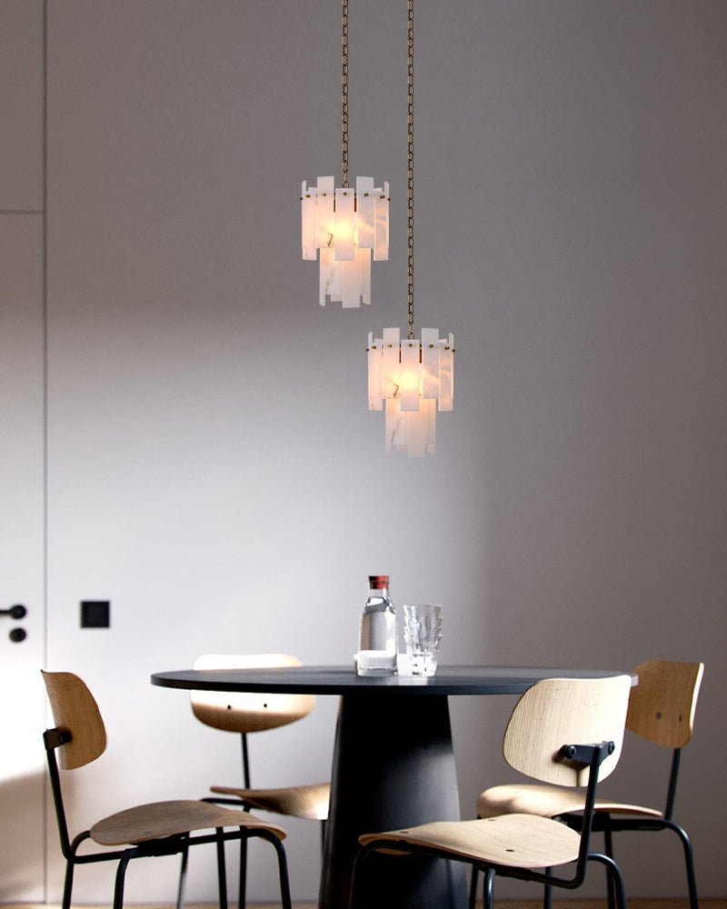 7-light 2-tier Alabaster marble Round Chandelier 13" with adjustable chain 150cm-Luxury Modern Chandelier-casivra-casivra