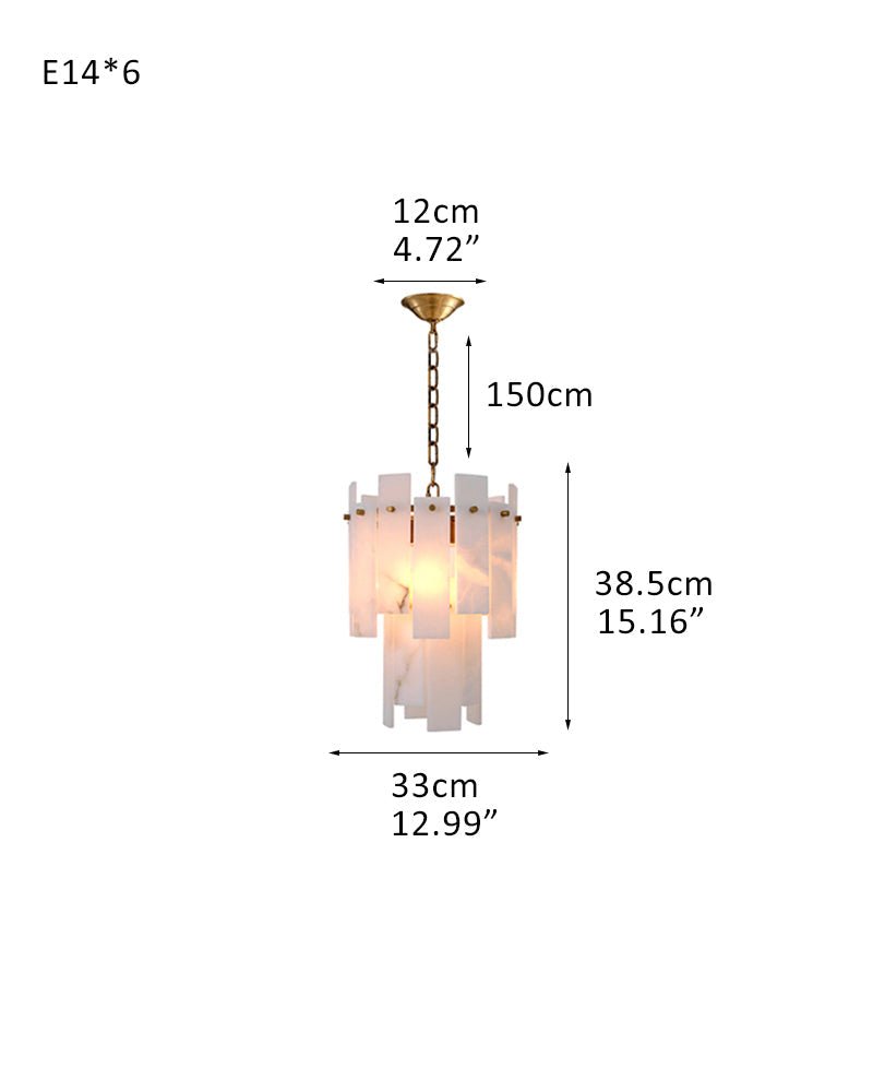 7-light 2-tier Alabaster marble Round Chandelier 13" with adjustable chain 150cm-Luxury Modern Chandelier-casivra-1-light-D33*H38.5CM/D12.99“*H15.16"-Brass-casivra