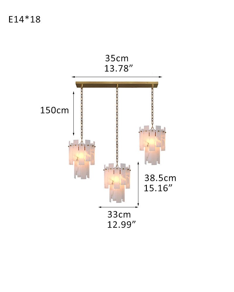 7-light 2-tier Alabaster marble Round Chandelier 13" with adjustable chain 150cm-Luxury Modern Chandelier-casivra-3-light-D33*H38.5CM/D12.99“*H15.16"-B-Brass-casivra