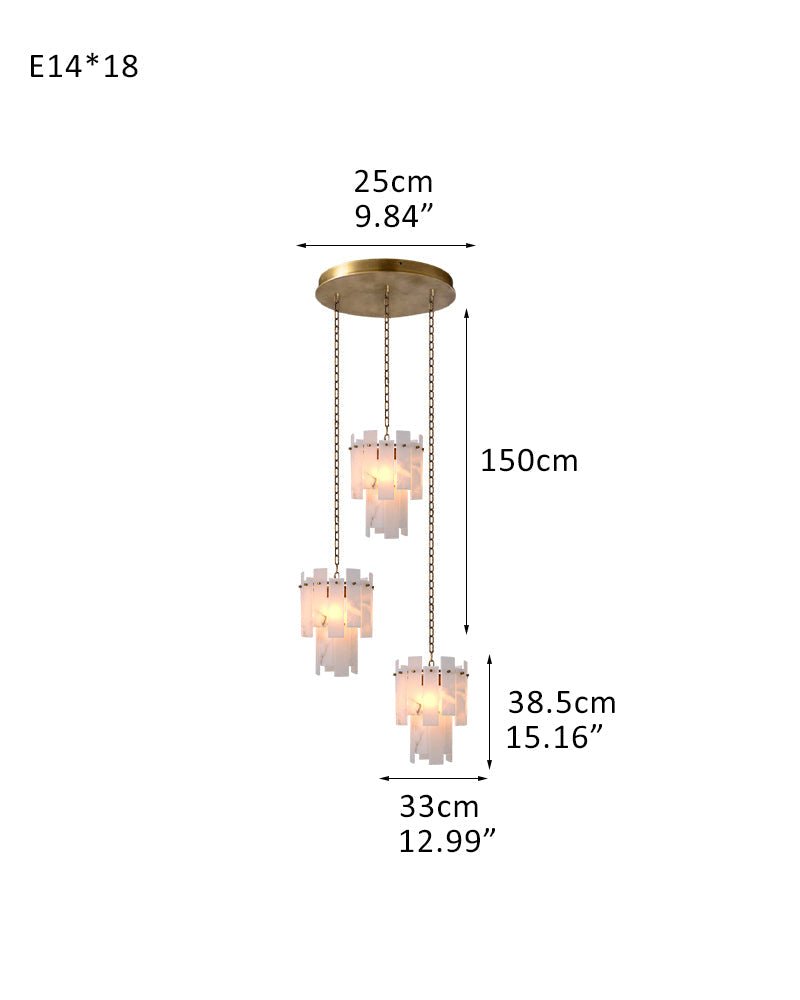 7-light 2-tier Alabaster marble Round Chandelier 13" with adjustable chain 150cm-Luxury Modern Chandelier-casivra-3-light-D33*H38.5CM/D12.99“*H15.16"-A-Brass-casivra