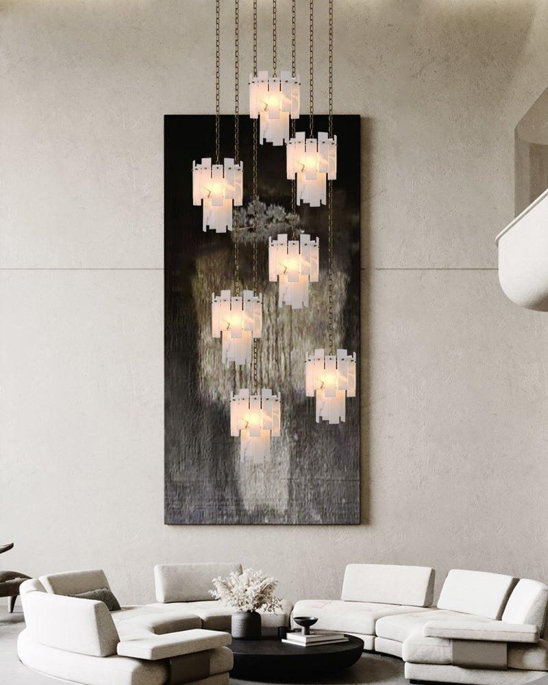 7-light 2-tier Alabaster marble Round Chandelier 13" with adjustable chain 150cm-Luxury Modern Chandelier-casivra-casivra